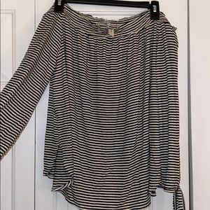 striped off the shoulder top